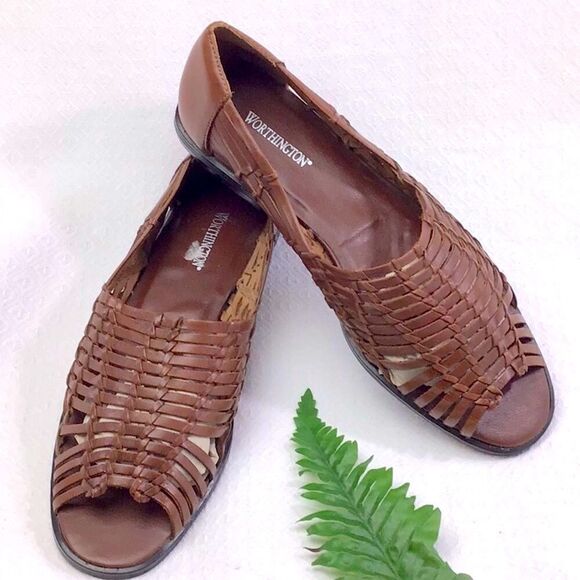 Worthington Open Toe Leather Huaraches Slip On Shoes - Picture 2 of 13